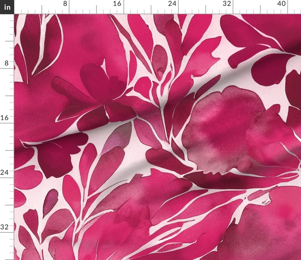 Watercolor Magenta Pink Nature Botanical Flowers Custom Printed Fabric by Spoonflower Various Fabrics by the Yard or Fat Quarter